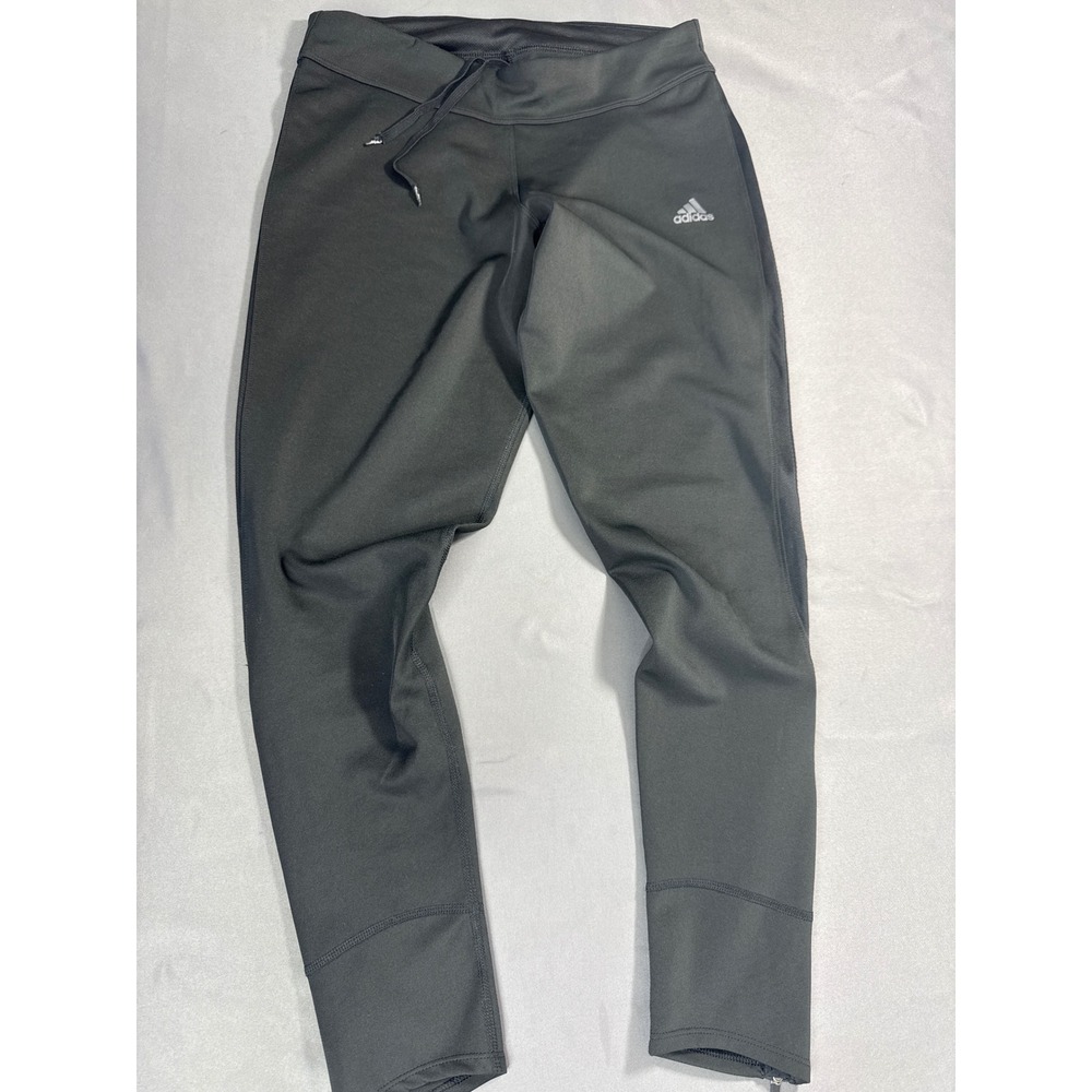 Adidas Climalite Running Leggings Black Reflective Ankle Zip Pants Womens Medium